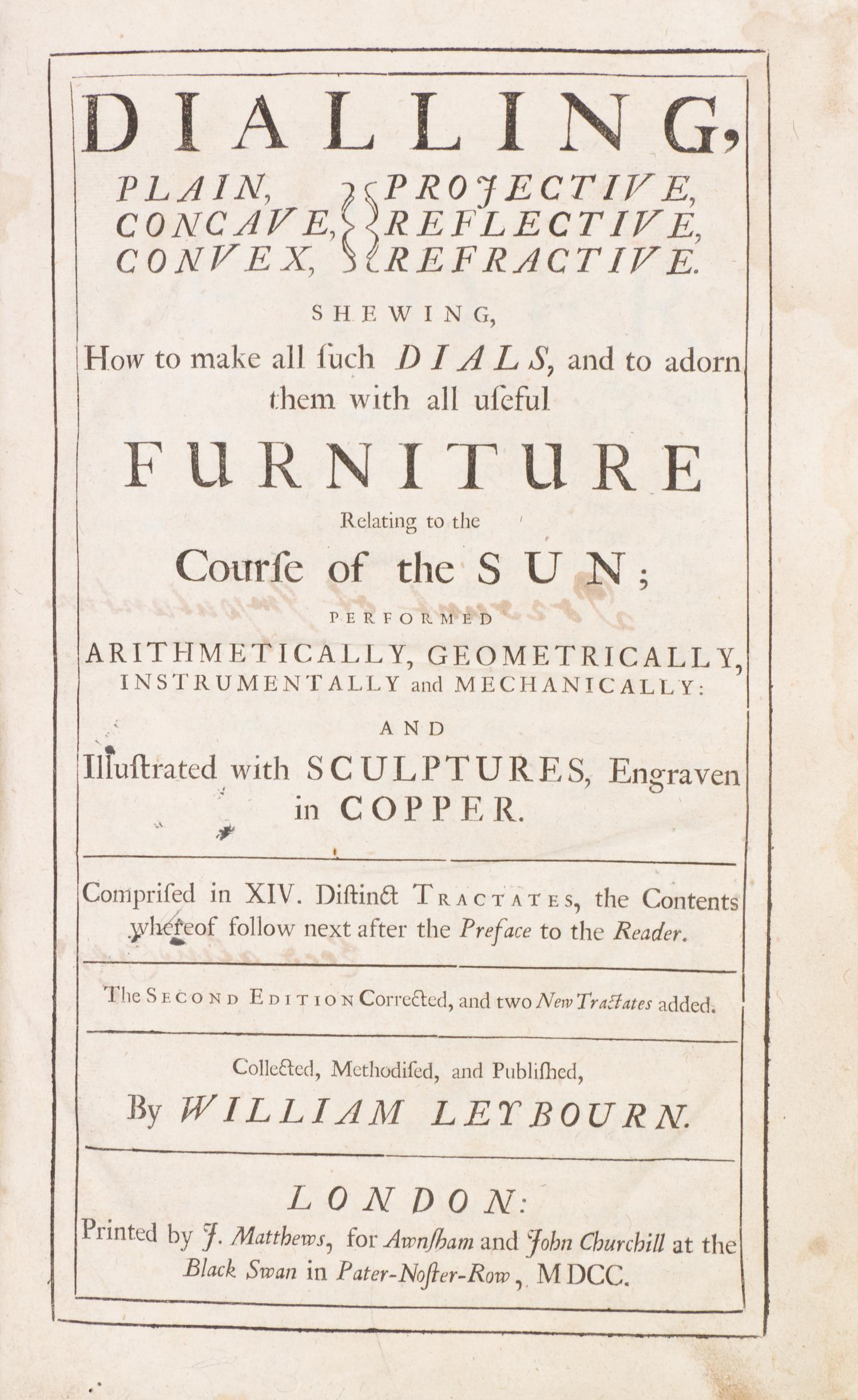 LEYBOURN, WILLIAM. Dialling... London, 1700. Second edition.