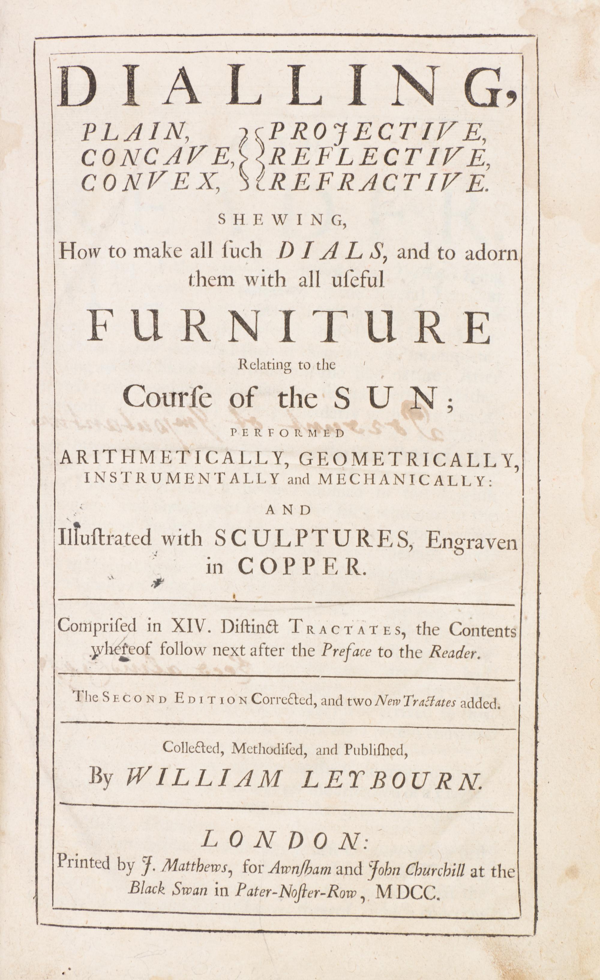 LEYBOURN, WILLIAM. Dialling... London, 1700. Second edition.
