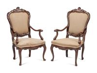 A Pair of Venetian Walnut Armchairs