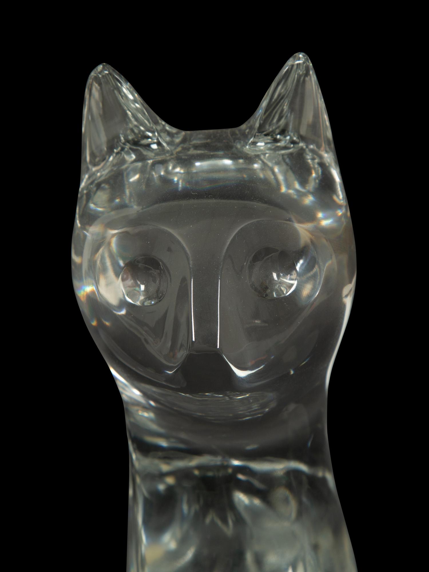 Three French Glass Cat Sculptures