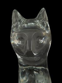 Three French Glass Cat Sculptures