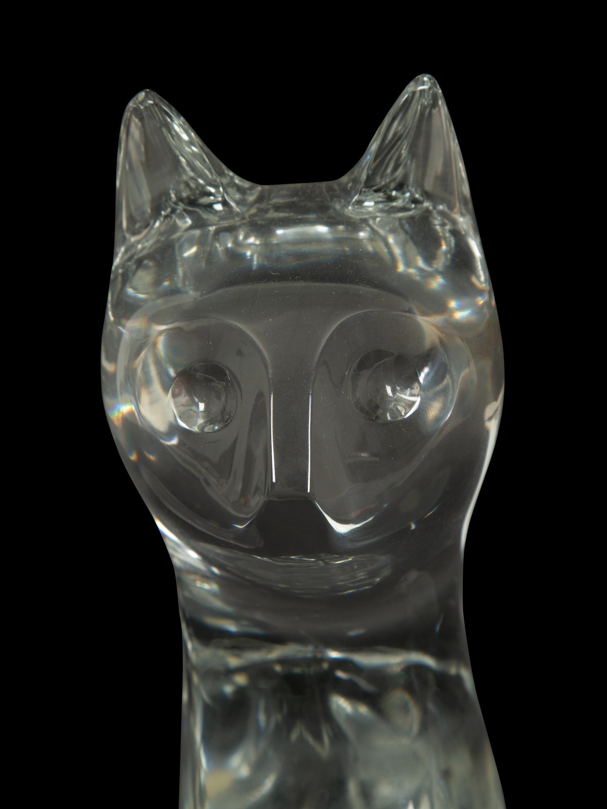 Three French Glass Cat Sculptures