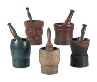 Five Turned Wood Mortars and Pestles
