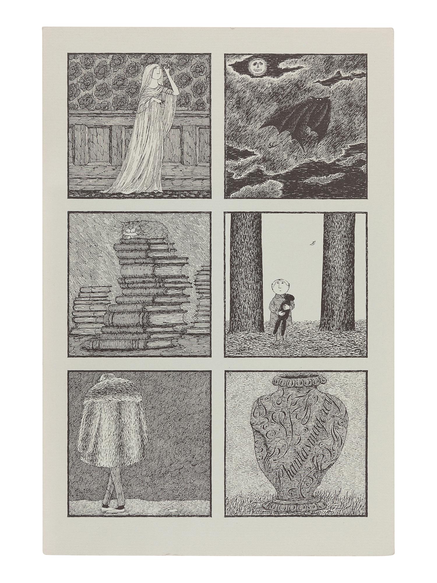 GOREY, Edward. A group of exhibition catalogues and announcements, checklists, and bookseller catalogues, including: