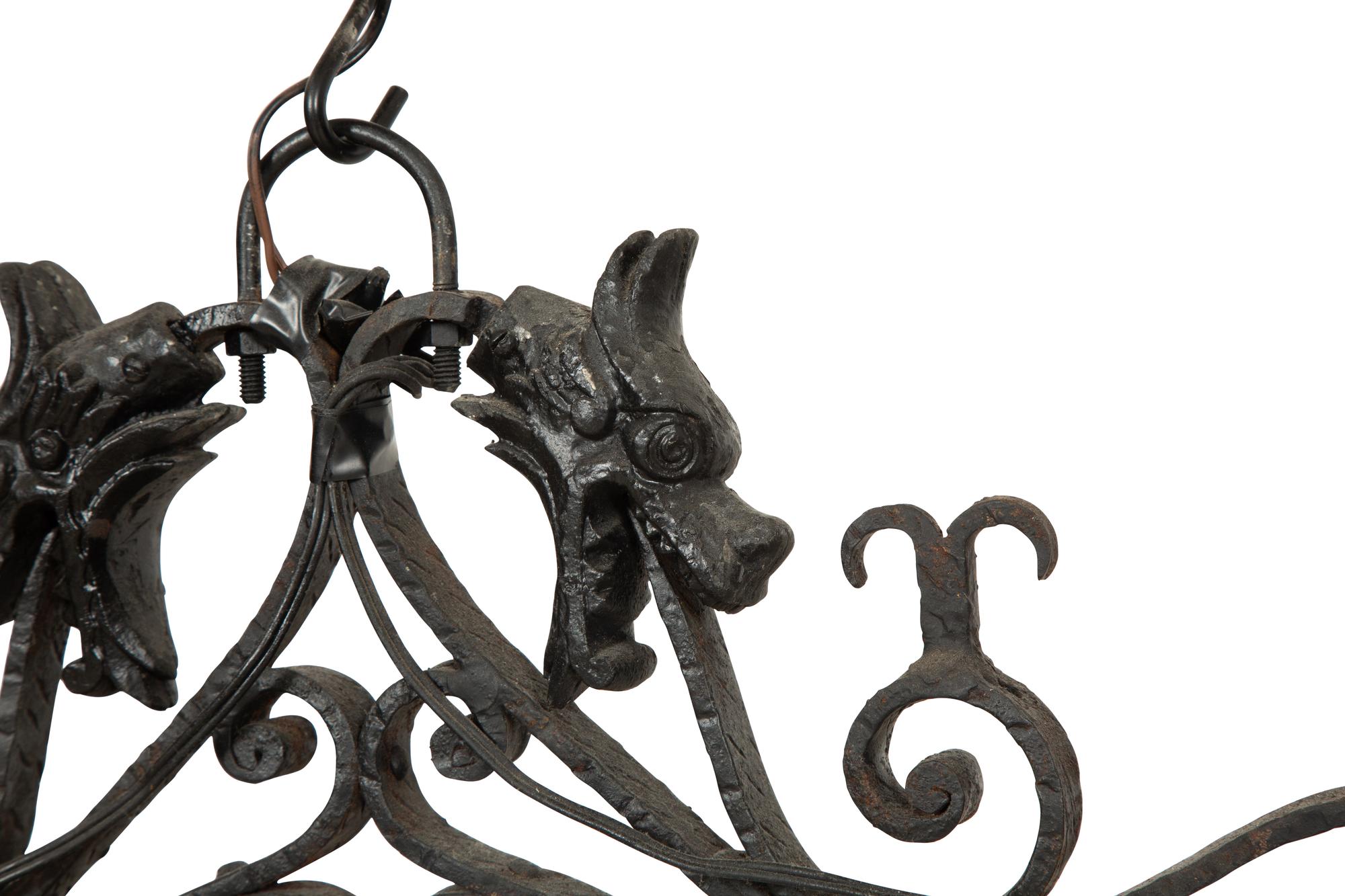 A Mizner Wrought Iron Twelve-Light Billiard Chandelier