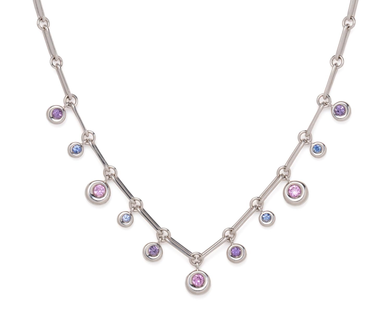 CHAUMET, WHITE GOLD AND MULTICOLOR SAPPHIRE SET