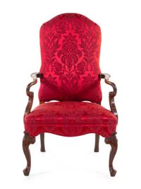 A Queen Anne Style Mahogany Library Chair