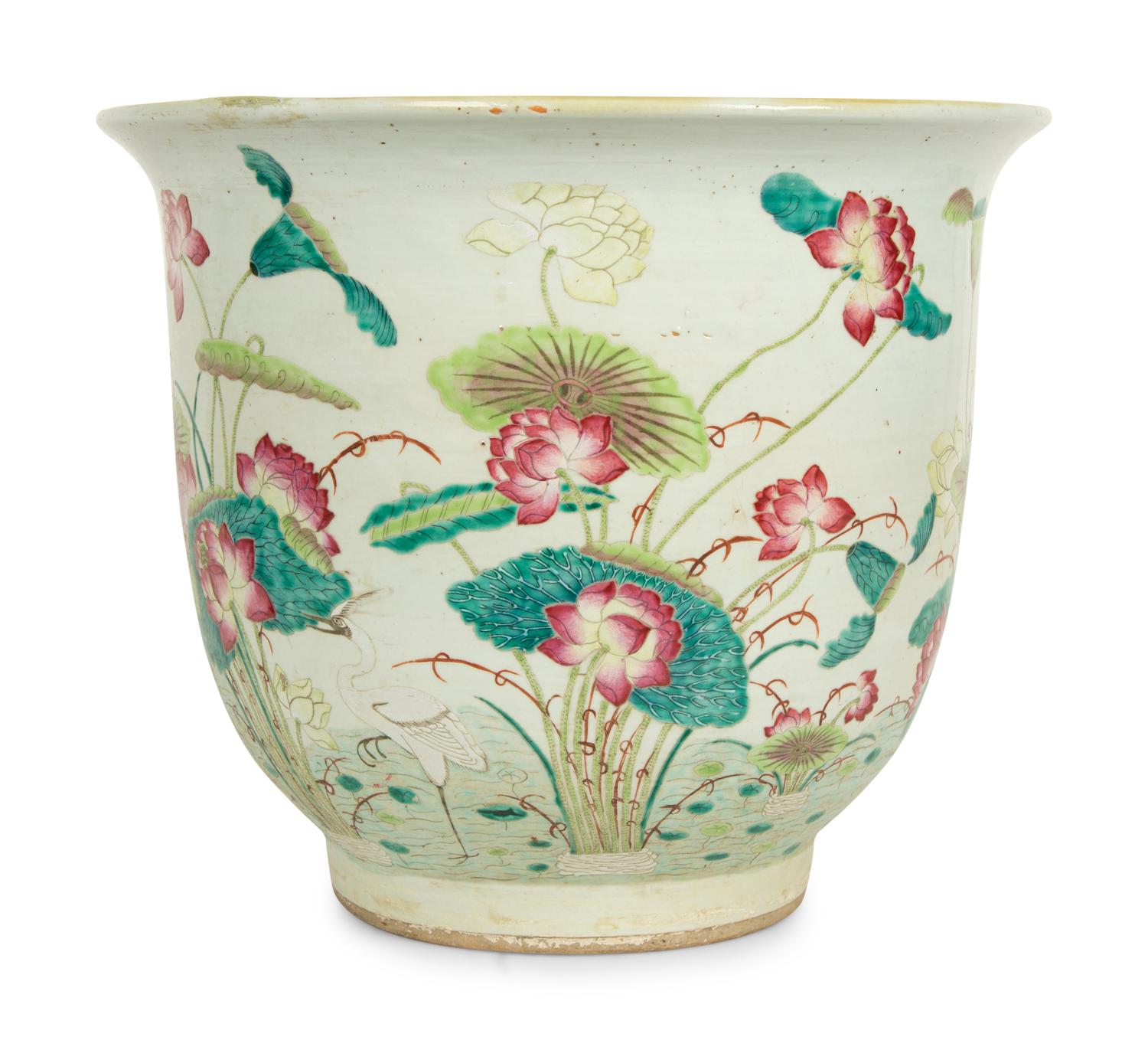 A Chinese Export Enameled Porcelain Jardiniere — 20TH CENTURY