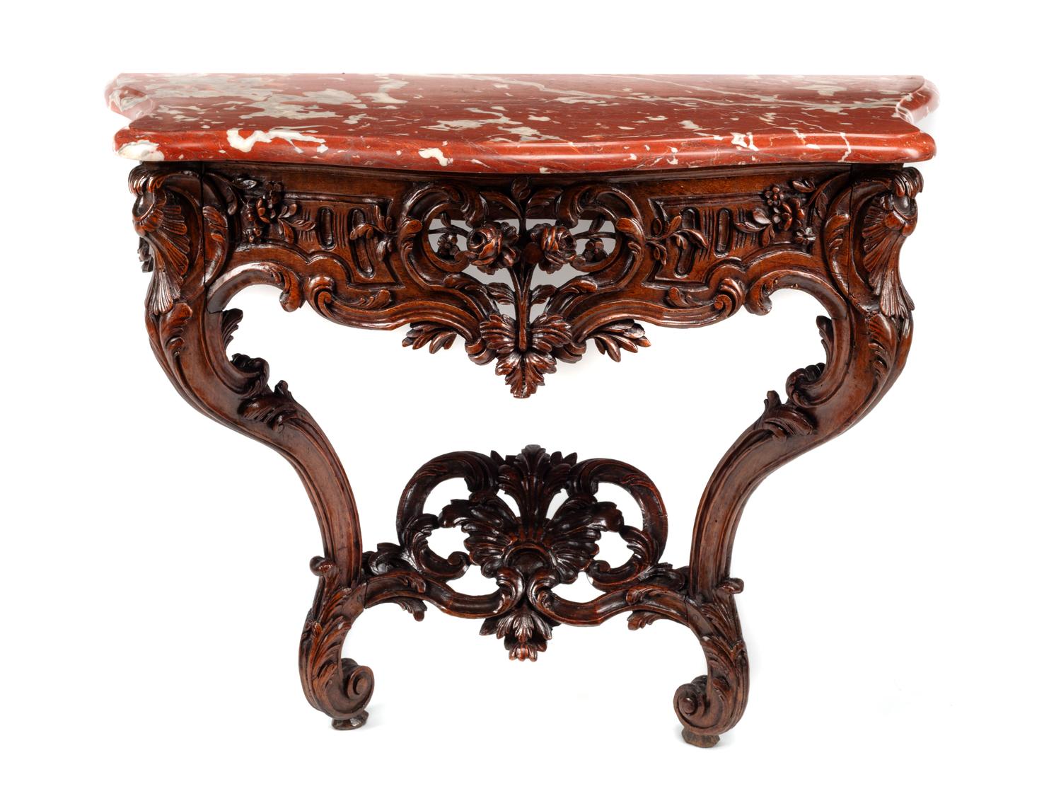 A Régence Carved Walnut Console Table