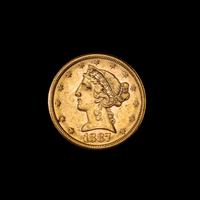 A United States 1887-S Liberty Head $5 Gold Coin