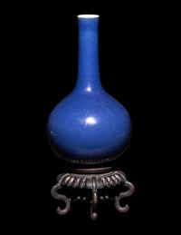 Two Chinese Blue Glazed Porcelain Vases, 19th-20th Century 晚清-民國 霽藍釉瓶兩隻