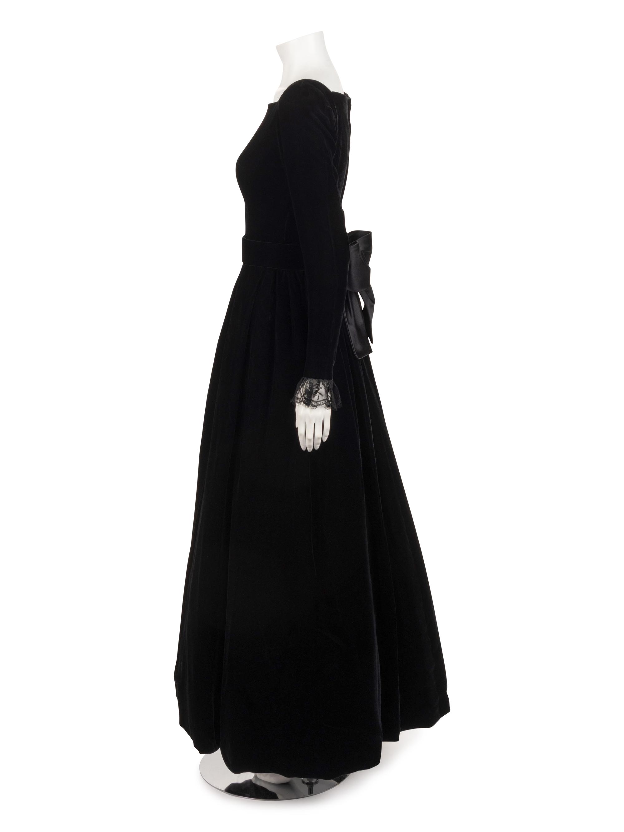 Yves Saint Laurent Haute Couture Black Velvet Dress and Belt, ca. 1980