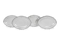Four English Engraved Silver Lozenge Form Vegetable Dishes