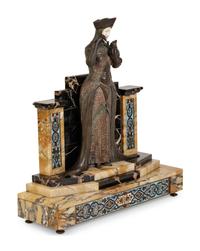 A Continental Bronze, Champlevé and Marble Figure
