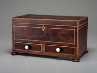 An Inlaid Mahogany Two-Drawer Dresser or Jewelry Box