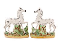 A Pair of Staffordshire Models of Zebras
