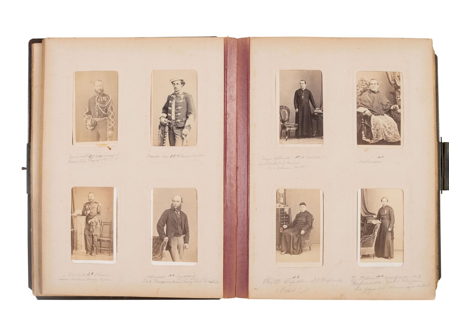 [Mexico - Early Photography]. Second Mexican Empire, CDV album documenting the reign of Maximilian I of Mexico, ca 1864-1867.