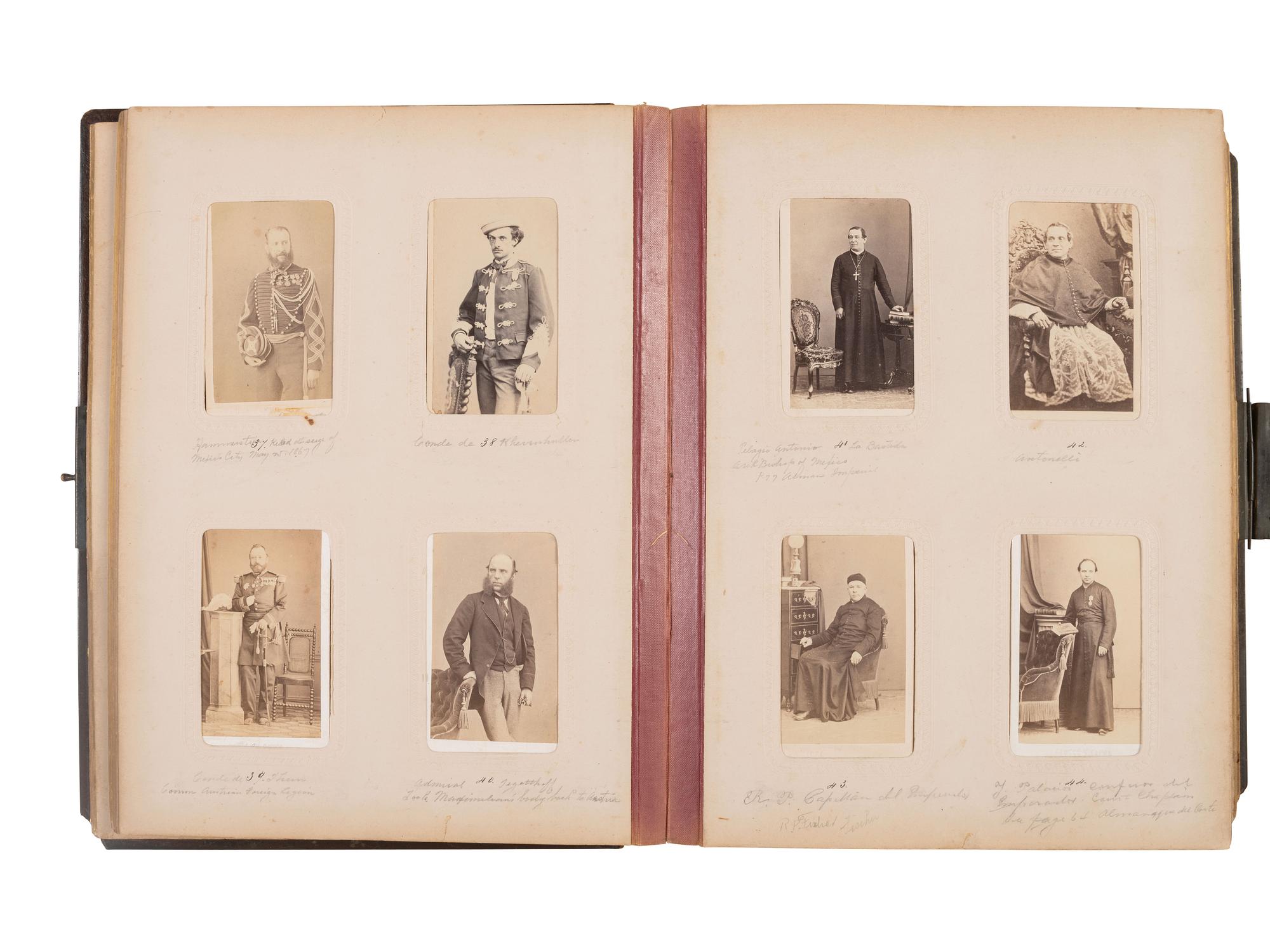 [Mexico - Early Photography]. Second Mexican Empire, CDV album documenting the reign of Maximilian I of Mexico, ca 1864-1867.