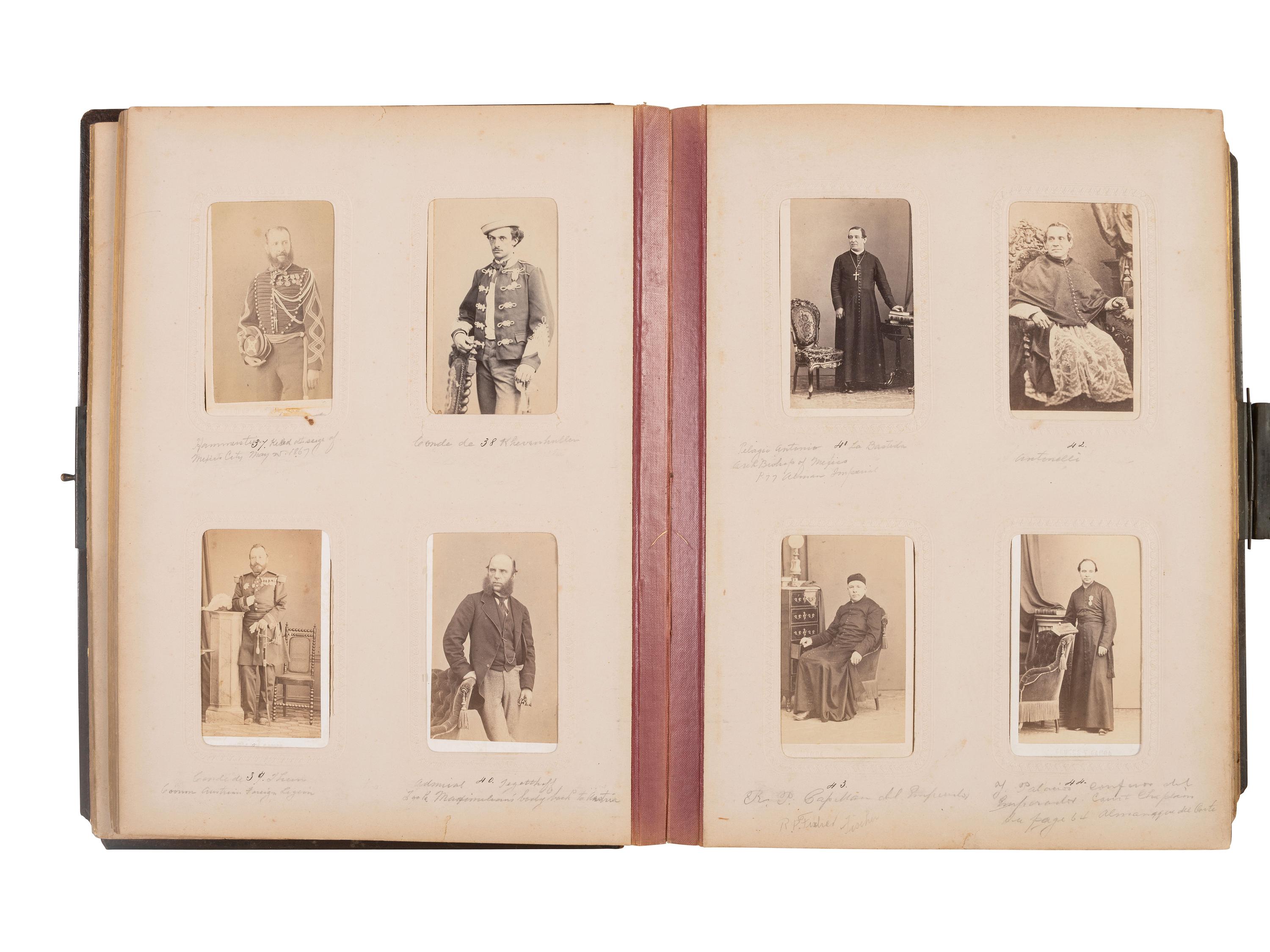 [Mexico - Early Photography]. Second Mexican Empire, CDV album documenting the reign of Maximilian I of Mexico, ca 1864-1867.