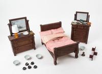 A Collection of American Empire Style Doll Furniture Height of headboard 7 3/4 inches.