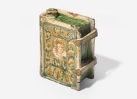 A Continental Faience Pottery Book-Form Flask