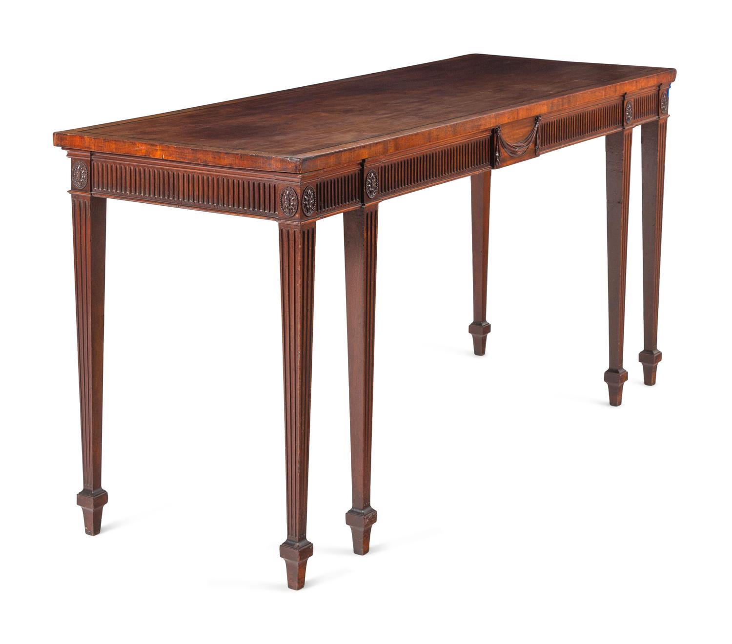 A George III Mahogany and Ebony-Inlaid Serving Table in the Manner of Thomas Chippendale