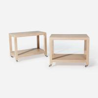 Contemporary A Pair of Rolling Parsons End Tables, circa 1980