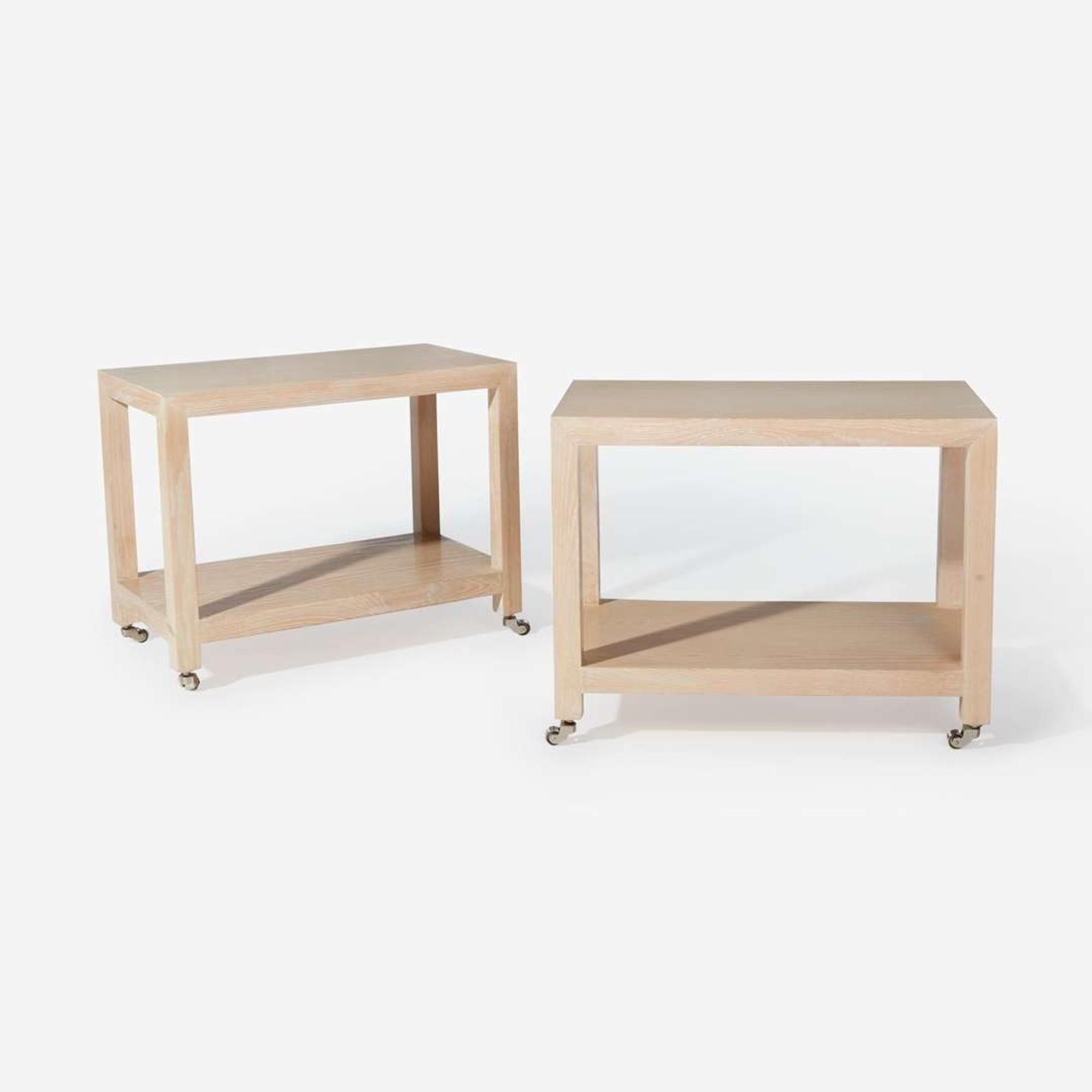 Contemporary A Pair of Rolling Parsons End Tables, circa 1980