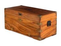 An English Brass Mounted Mahogany Campaign Trunk