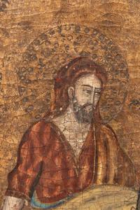 A Continental Painted and Parcel Gilt Triptych