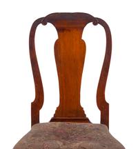 A Queen Anne Volute Carved Walnut Flat-Stretcher Pad-Foot Side Chair