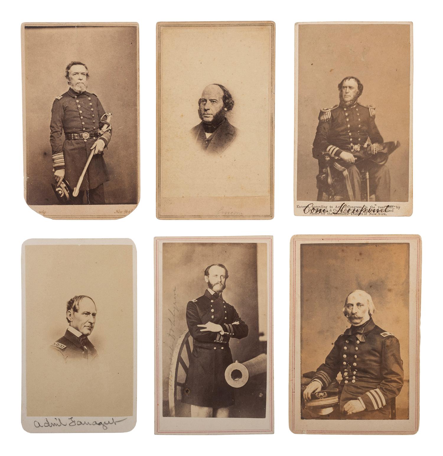 [CIVIL WAR]. A group of 6 CDVs of Brown Water Navy flag officers, comprising: