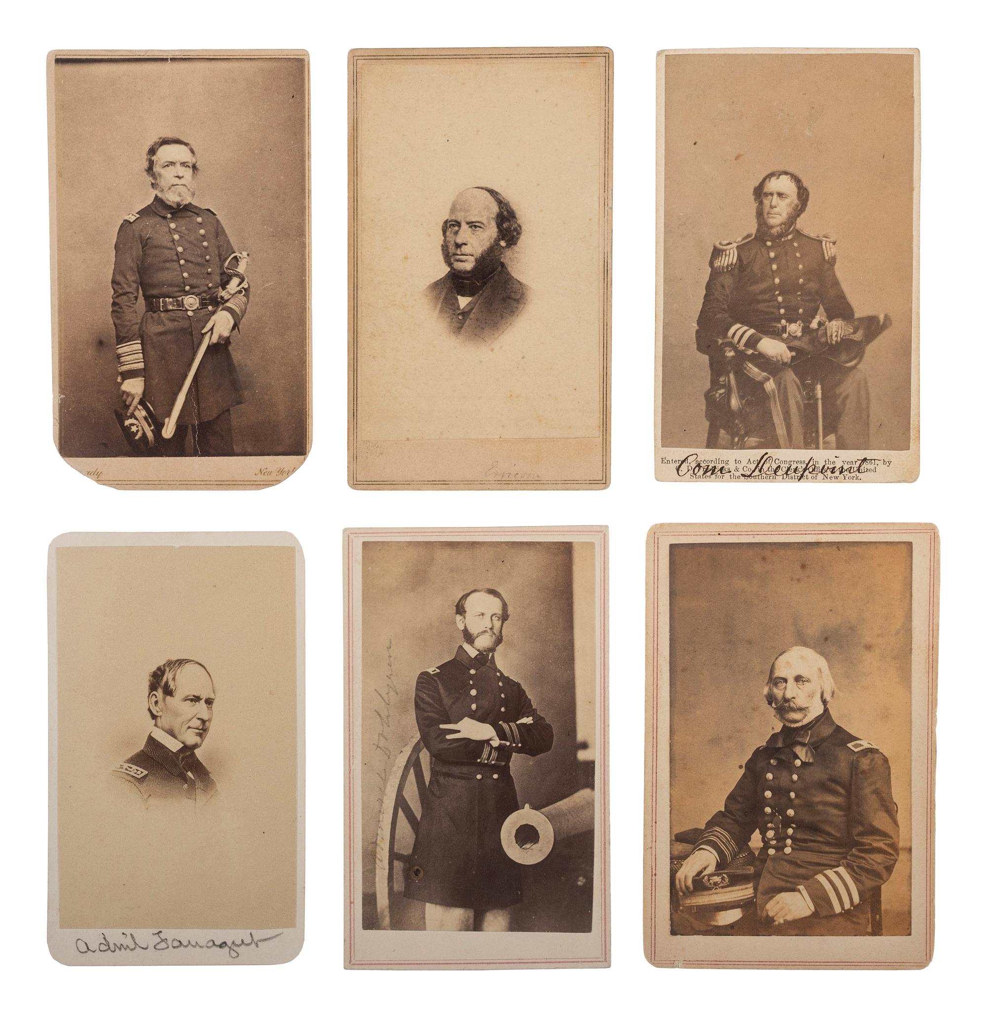 [CIVIL WAR]. A group of 6 CDVs of Brown Water Navy flag officers, comprising: