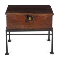 A Primitive Oak Box on a Later Iron Stand