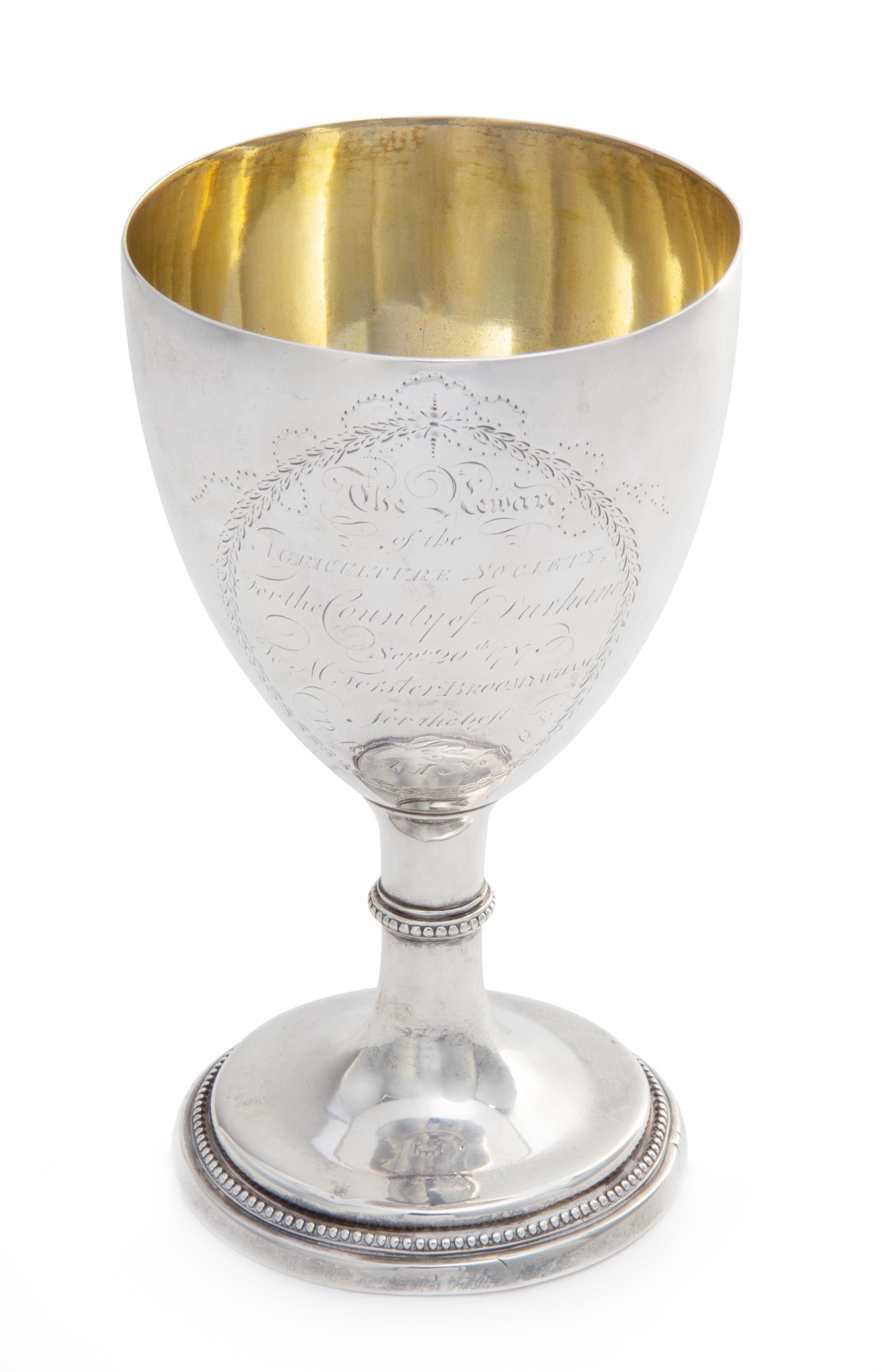 A George III Silver Presentation Cup, John Langlands & John Robertson, Newcastle, Circa 1785, the body with the engraved inscription Th