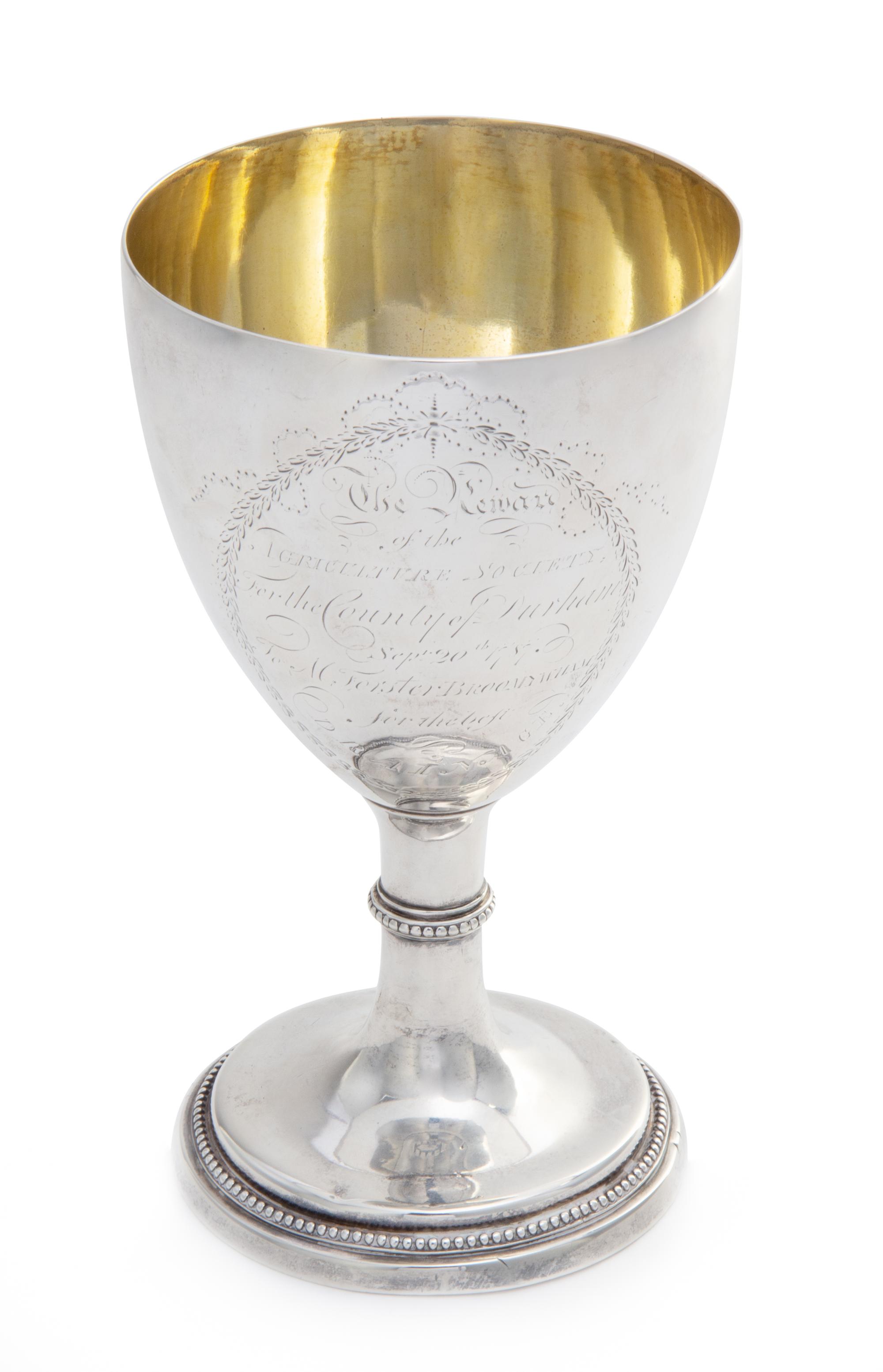 A George III Silver Presentation Cup, John Langlands & John Robertson, Newcastle, Circa 1785, the body with the engraved inscription Th
