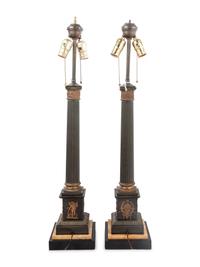 A Pair of Neoclassical Bronze Table Lamps