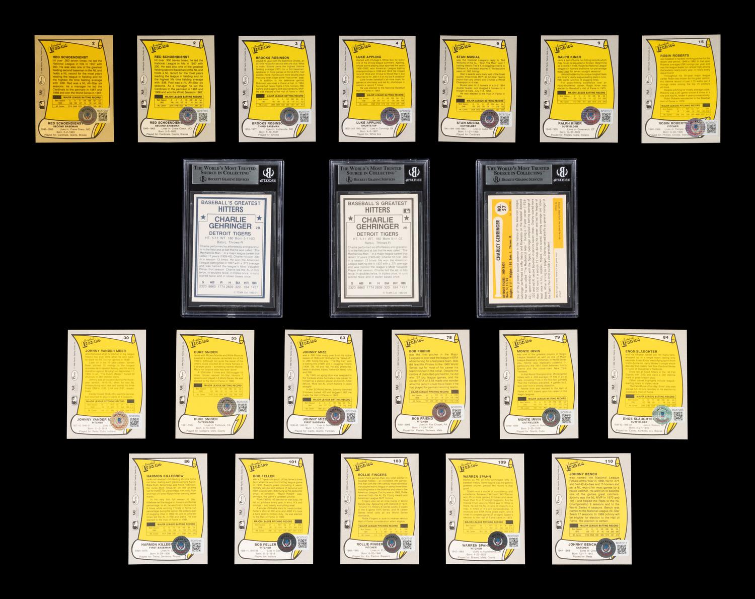 A Group of 21 Hall of Fame and Notable Signed Autograph Baseball Cards (Beckett Authentication Services BAS Certified),