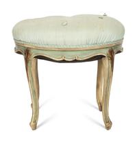 A Louis XV Style Cream Painted and Parcel Gilt Tabouret