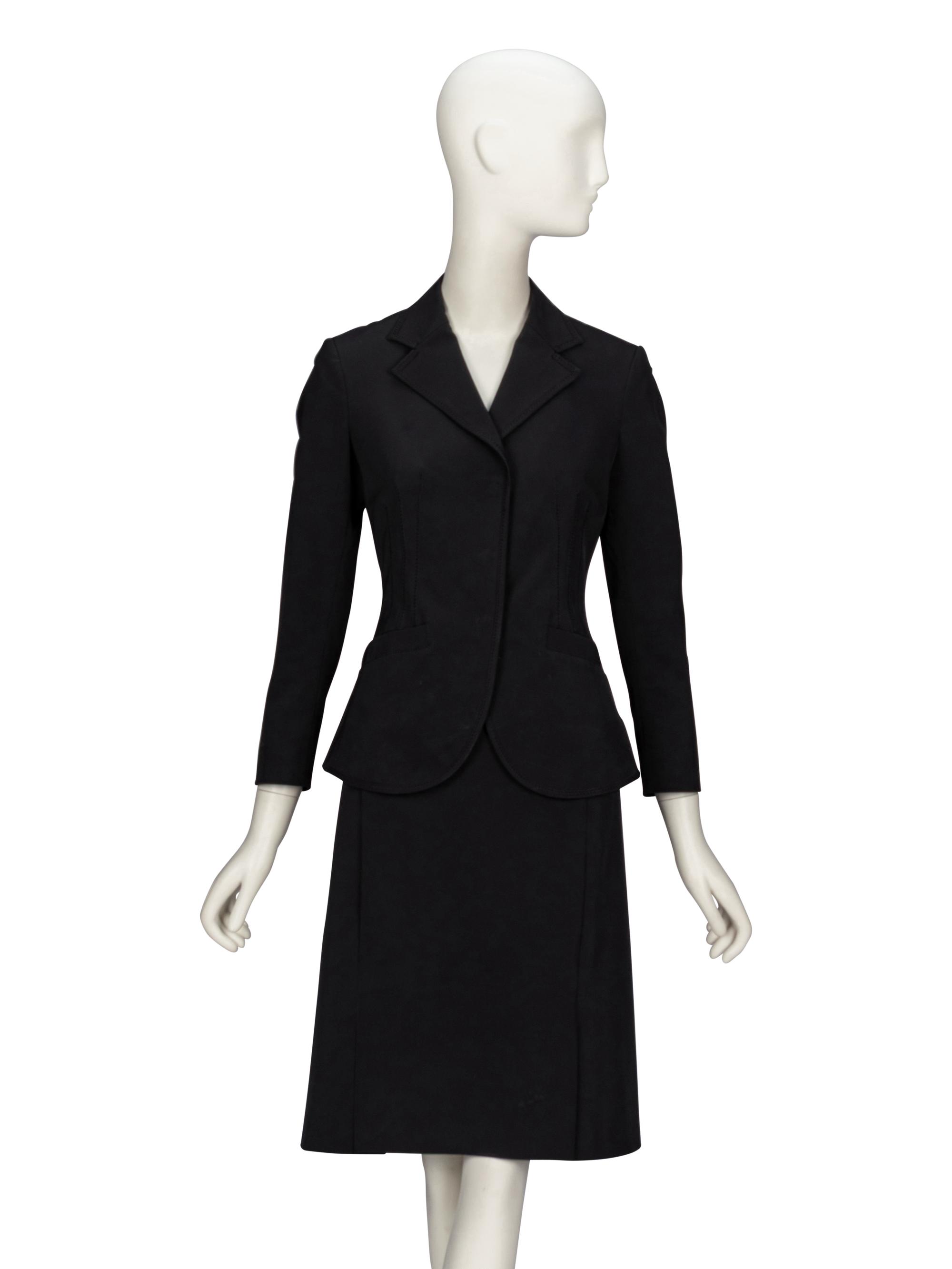 Prada, Black Twill Skirt Suit