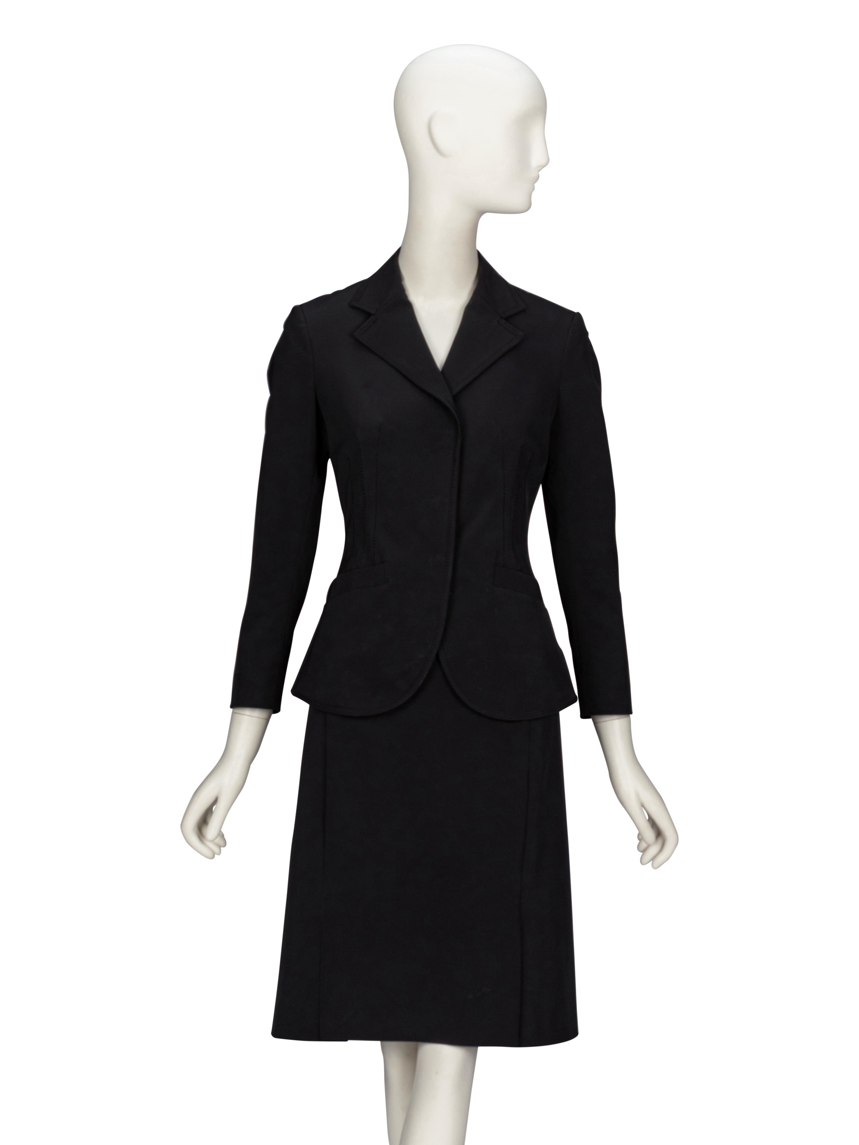 Prada, Black Twill Skirt Suit