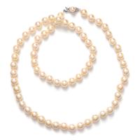 A 14 Karat White Gold and Cultured Pearl Necklace,