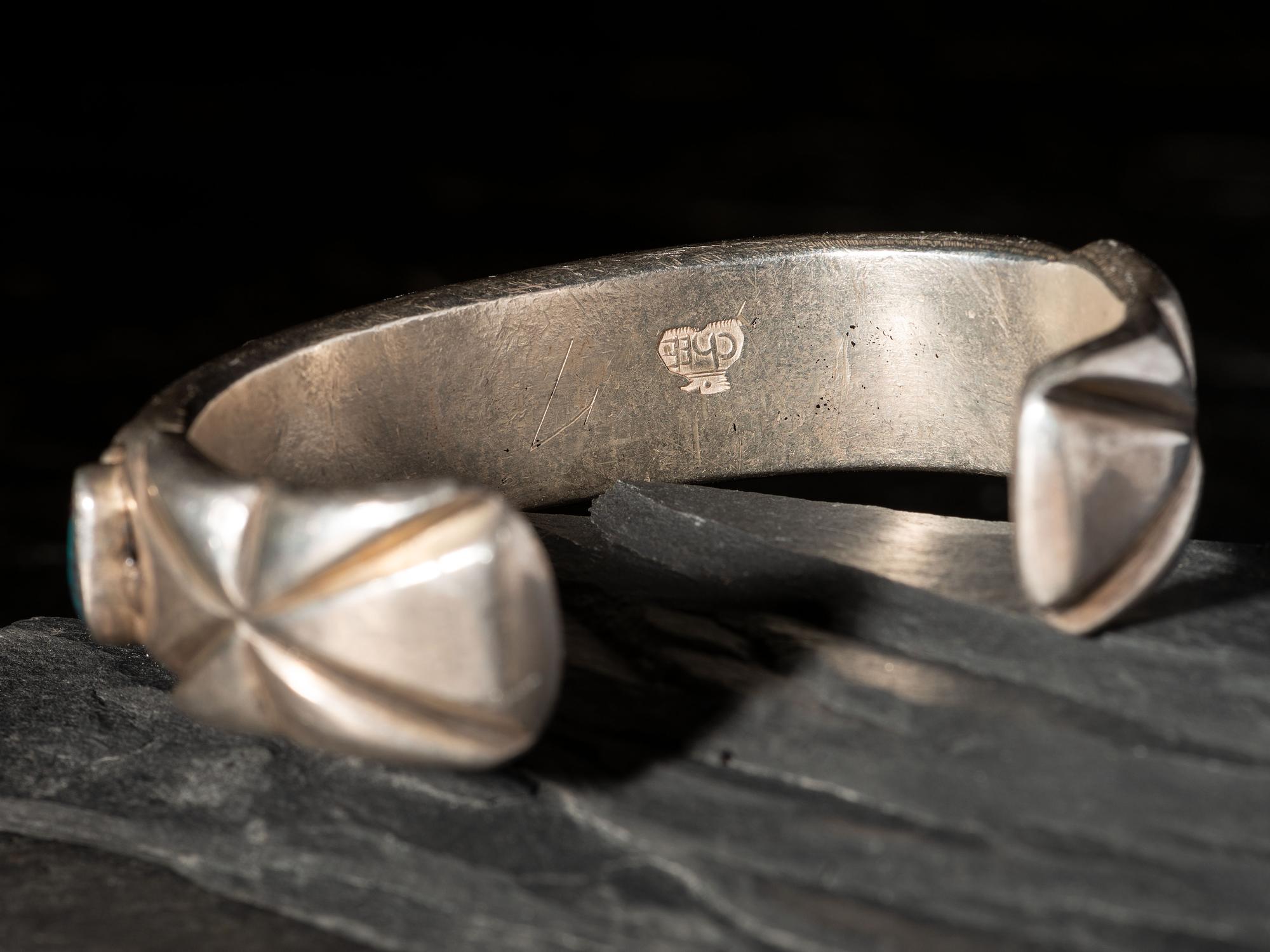 Heavy Silver and Turquoise Cuff Bracelet