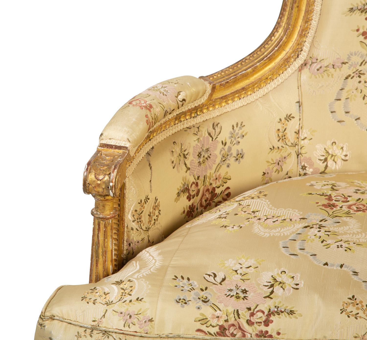 A Louis XVI Carved Giltwood Canape — LAST QUARTER 18TH CENTURY