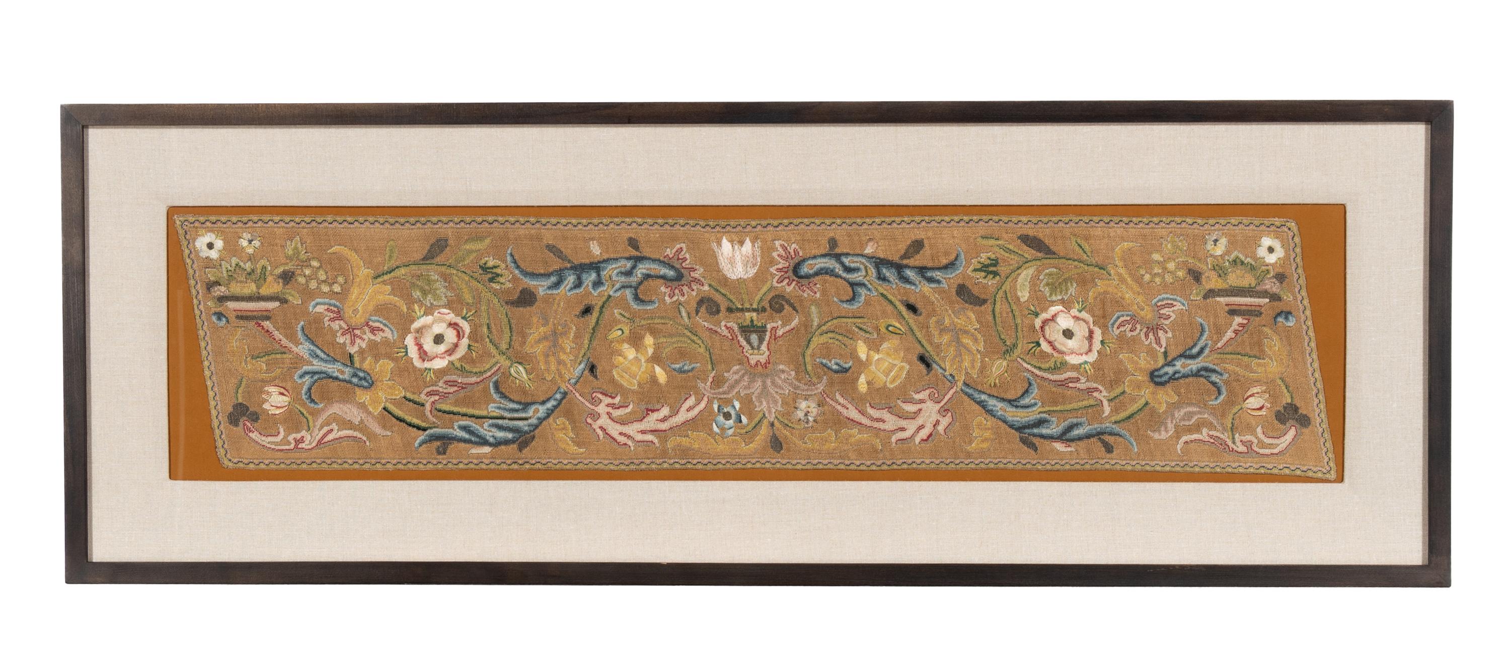 A Pair of Italian Silk Petit Point and Embroidery Panels