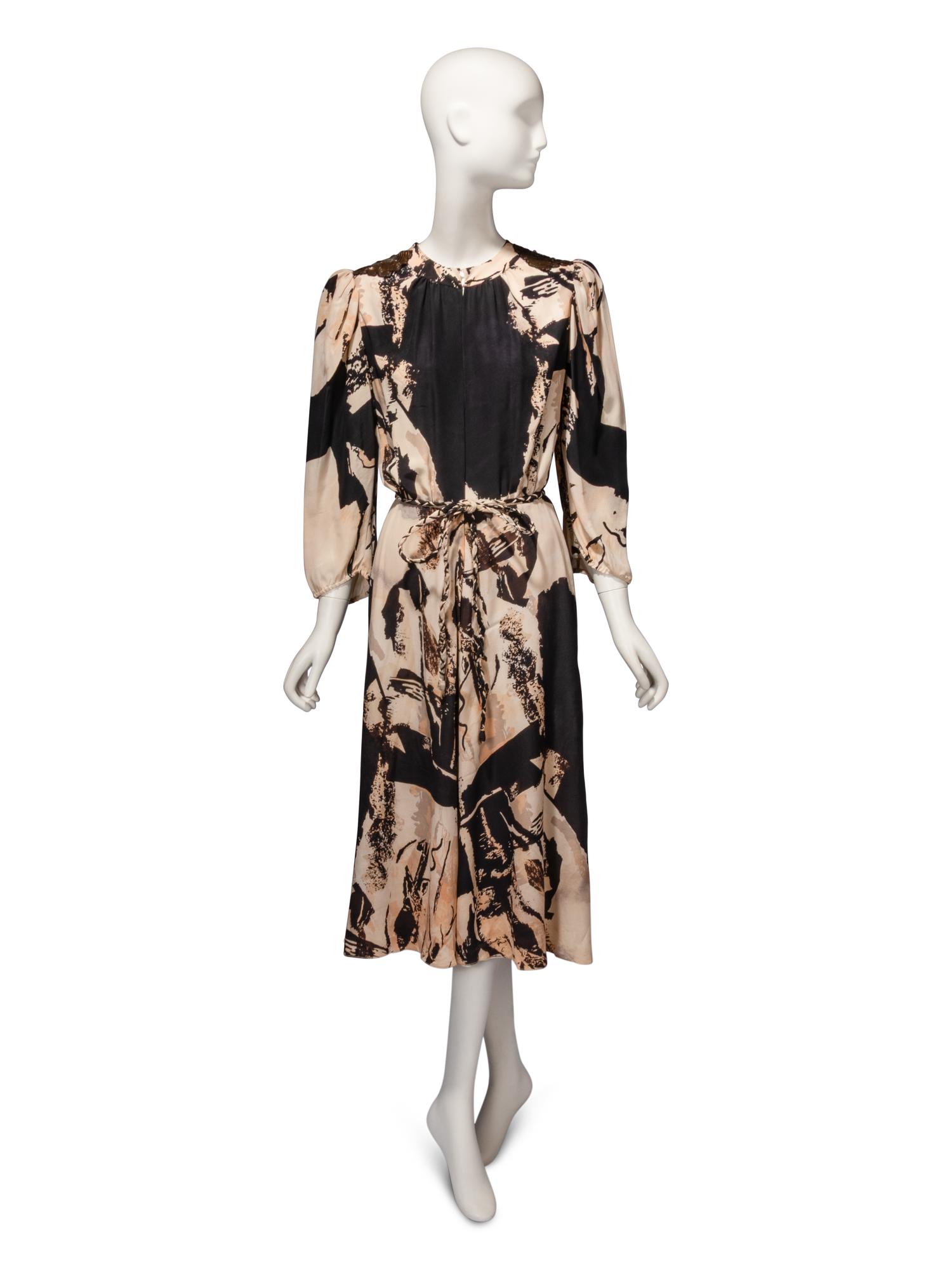 Thea Porter, Abstract Printed Silk Dress