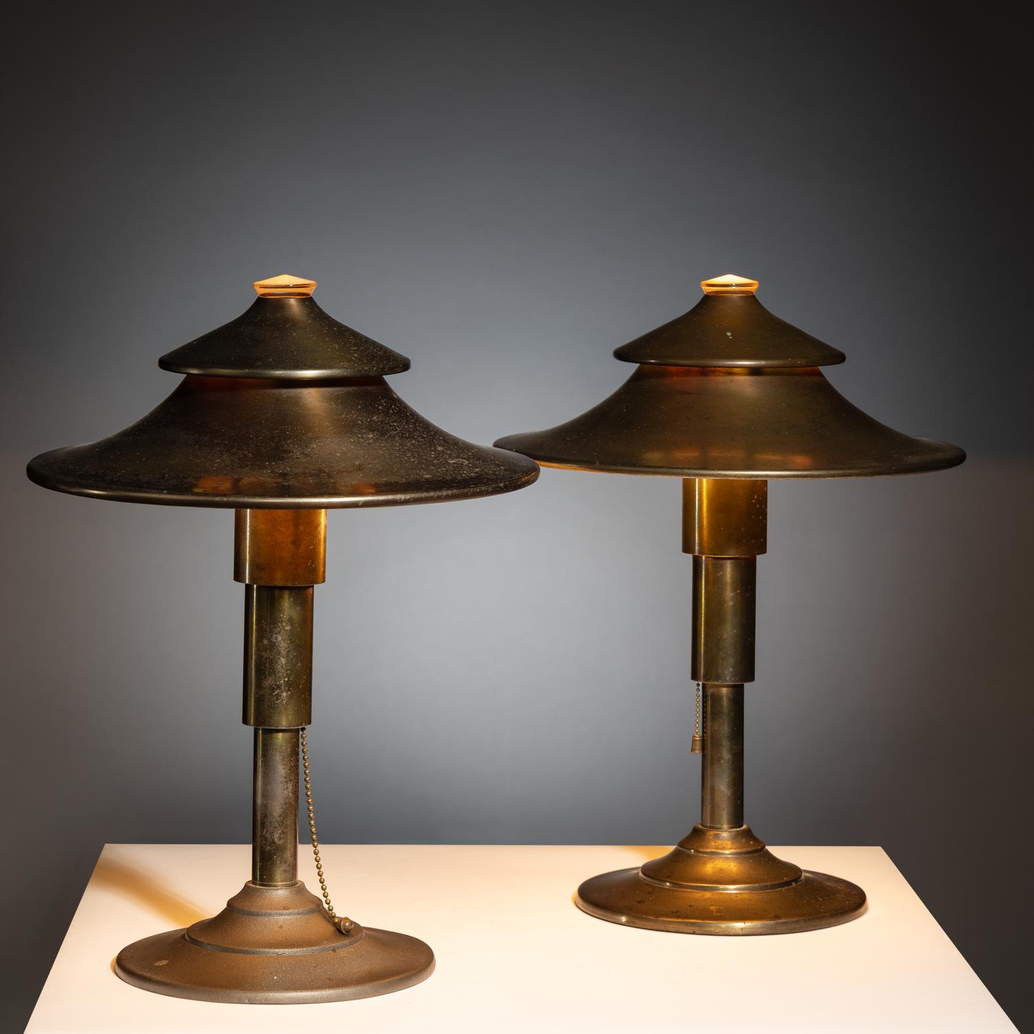 Two Pagoda table lamps for Miller Lamp Co., c. 1936