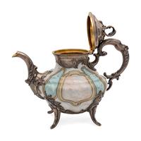A French Silver Mounted Porcelain Teapot