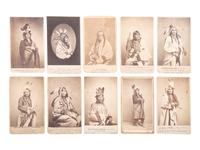 [NATIVE AMERICANS]. Album containing CDVs of Sioux involved in the 1862 Dakota Uprising in Minnesota containing photographs by Joel Whitney, B.F. Upton, and Martin's Gallery of St. Paul, MN.