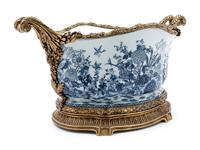 A Louis XVI Style Gilt Bronze Mounted Blue and White Chinese Porcelain Jardiniere — 20TH CENTURY